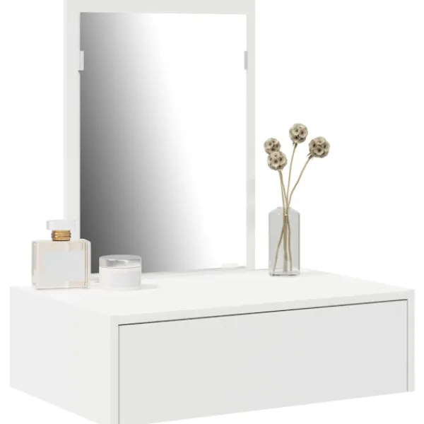 vidaXL Sminkbord>Smyckebord med låda Vit 60 x 40 x 70 cm Konstruerat trä