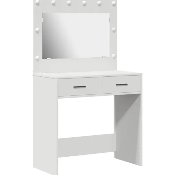 vidaXL Sminkbord>Smyckebord med låda Vit 78,5 x 41 x 135 cm Konstruerat trä