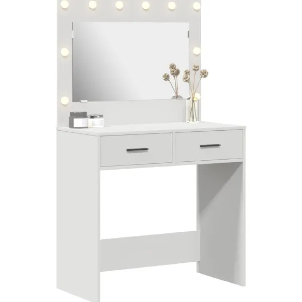 vidaXL Sminkbord>Smyckebord med låda Vit 78,5 x 41 x 135 cm Konstruerat trä
