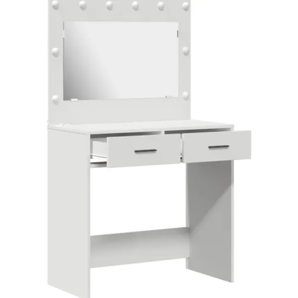 vidaXL Sminkbord>Smyckebord med låda Vit 78,5 x 41 x 135 cm Konstruerat trä