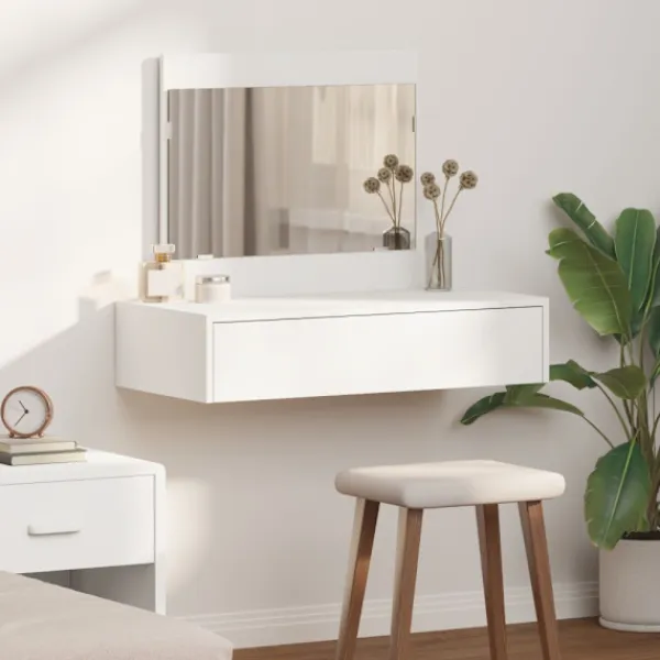 vidaXL Sminkbord>Smyckebord med låda Vit 83 x 40 x 70 cm Konstruerat trä