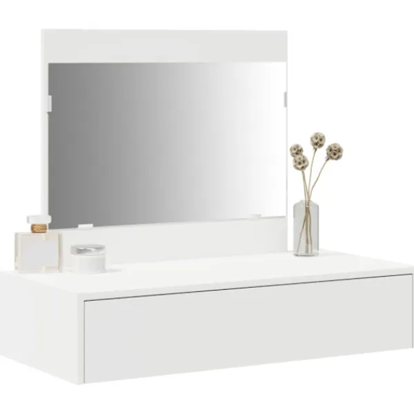 vidaXL Sminkbord>Smyckebord med låda Vit 83 x 40 x 70 cm Konstruerat trä