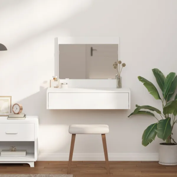 vidaXL Sminkbord>Smyckebord med låda Vit 83 x 40 x 70 cm Konstruerat trä