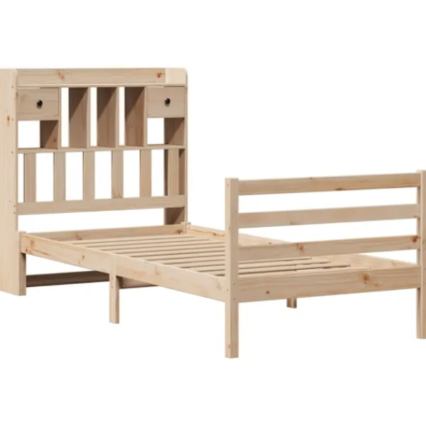 vidaXL Sängar>Säng med bokhylla utan madrass 75x190cm massiv furu