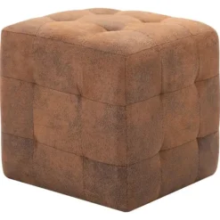 vidaXL Sittpuffar>Sängbord 2 st brun 30x30x30 cm konstmocka