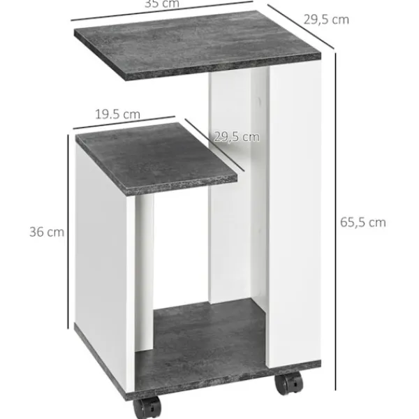 Northio Sängar>Sängbord Sidobord Med Hjul Soffbord Soffbord I Modern Design Soffbord Med 3 Hyllplan För Sovrum Vardagsrum Grå Vit