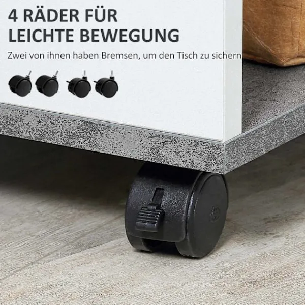 Northio Sängar>Sängbord Sidobord Med Hjul Soffbord Soffbord I Modern Design Soffbord Med 3 Hyllplan För Sovrum Vardagsrum Grå Vit