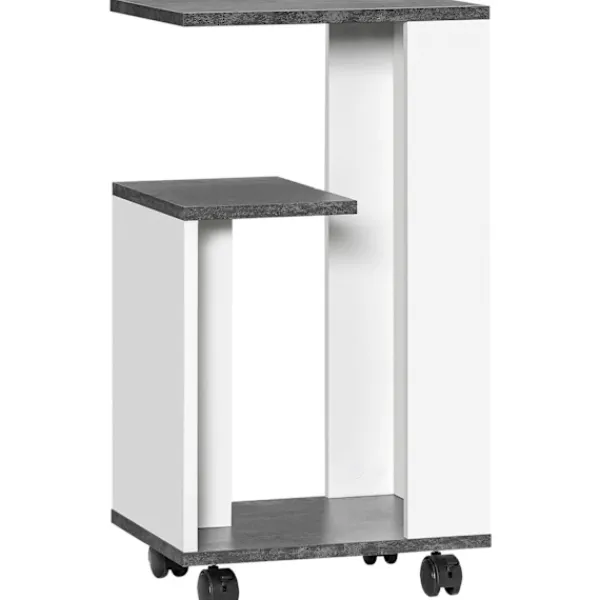 Northio Sängar>Sängbord Sidobord Med Hjul Soffbord Soffbord I Modern Design Soffbord Med 3 Hyllplan För Sovrum Vardagsrum Grå Vit
