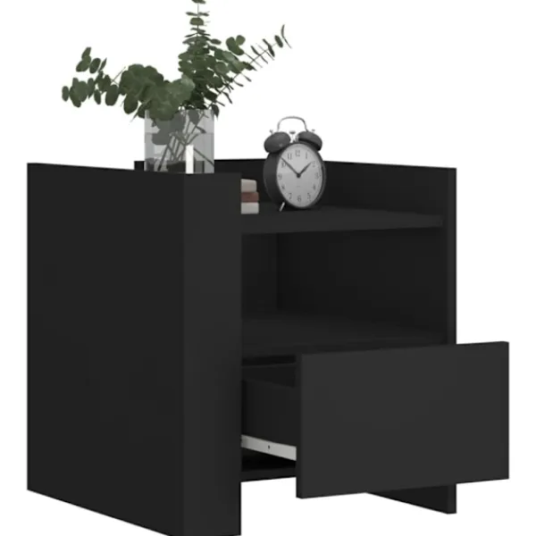 vidaXL Sängar>Sängbord svart 45x50x50 cm konstruerat trä