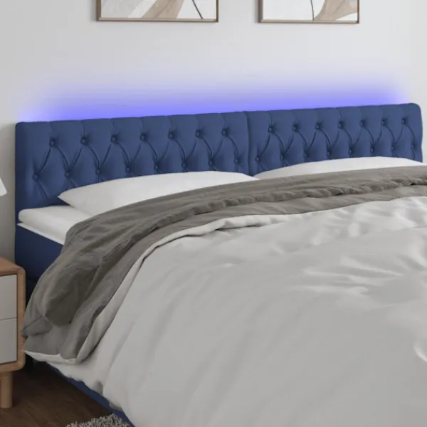 vidaXL Sängar>Sänggavel LED blå 180x7x78/88 cm tyg
