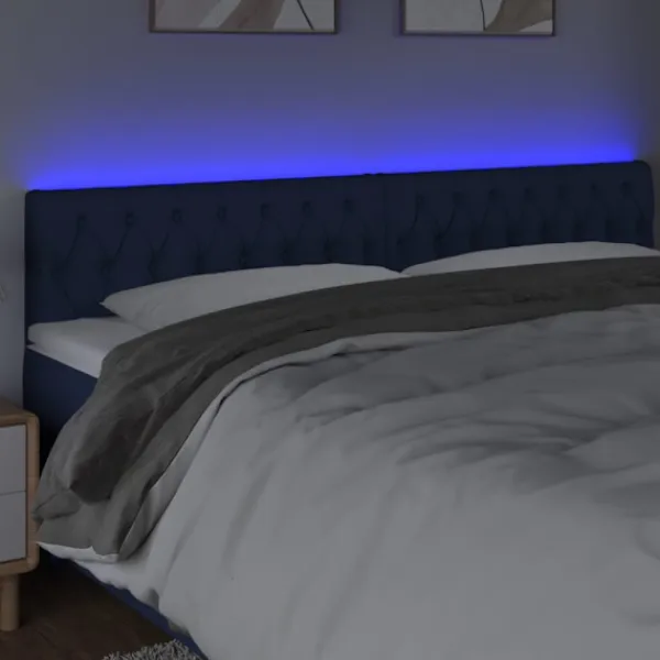 vidaXL Sängar>Sänggavel LED blå 180x7x78/88 cm tyg