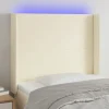 vidaXL Sängar>Sänggavel LED gräddvit 83x16x118/128 cm konstläder