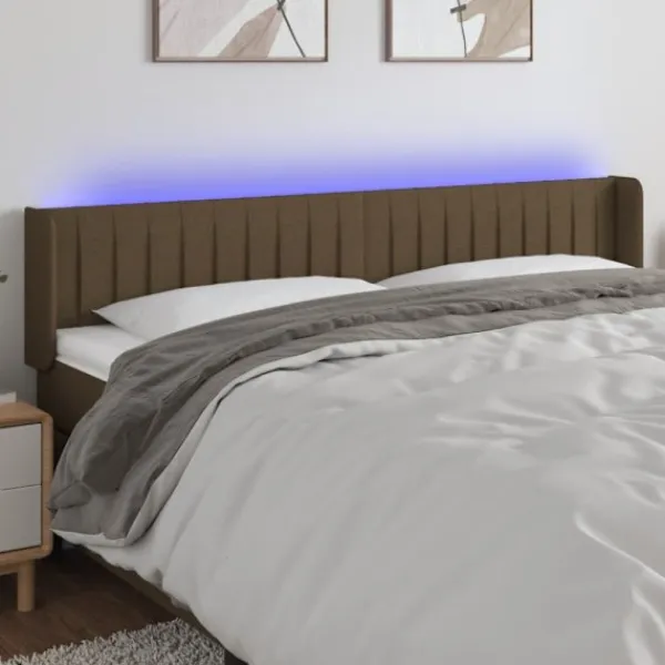 vidaXL Sängar>Sänggavel LED mörkbrun 183x16x78/88 cm tyg