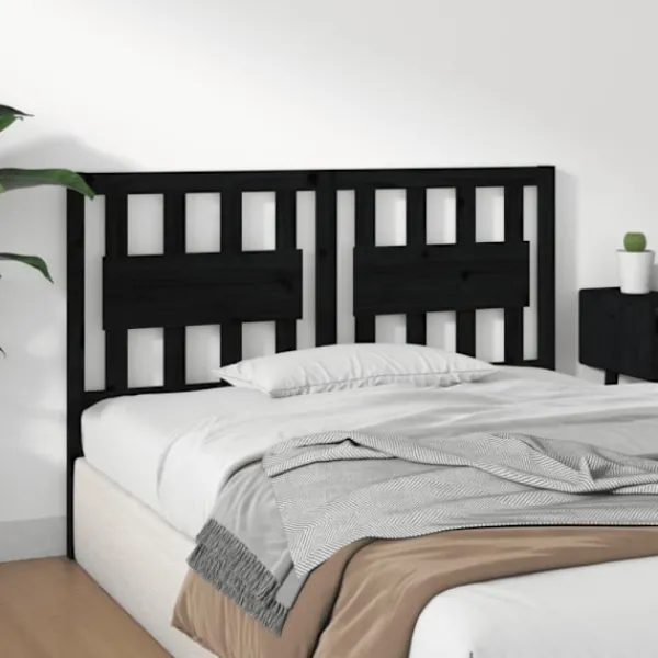 vidaXL Sängar>Sänggavel svart 125,5x4x100 cm massiv furu