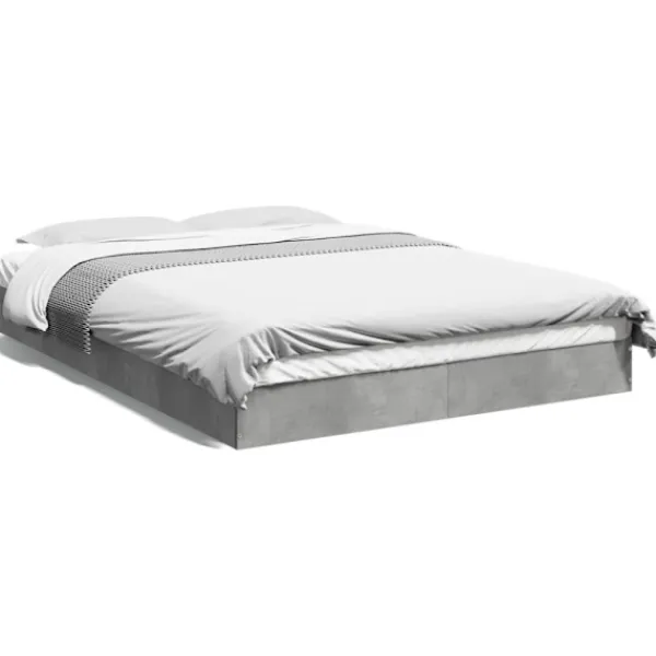 vidaXL Sängar>Sängram betonggrå 140x200 cm konstruerad trä