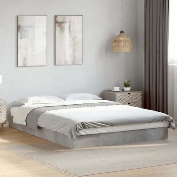 vidaXL Sängar>Sängram betonggrå 140x200 cm konstruerad trä