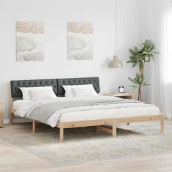 vidaXL Sängar>Sängram brun och mörkgrå 180 x 200 cm Massiv furu