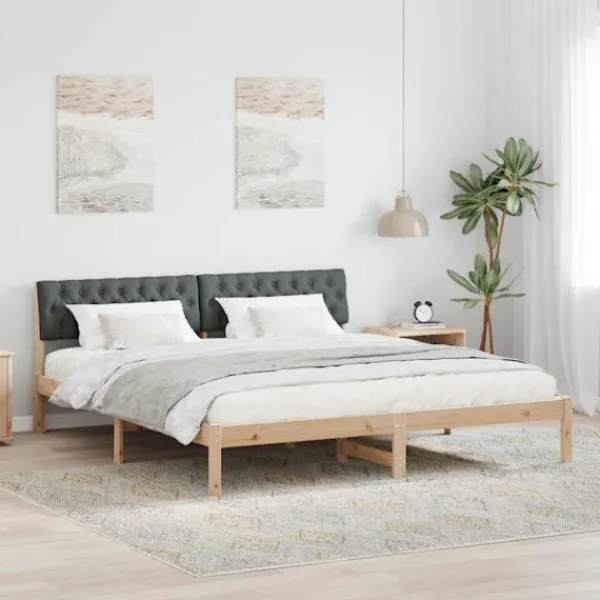 vidaXL Sängar>Sängram brun och mörkgrå 180 x 200 cm Massiv furu