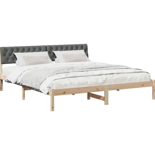 vidaXL Sängar>Sängram brun och mörkgrå 180 x 200 cm Massiv furu