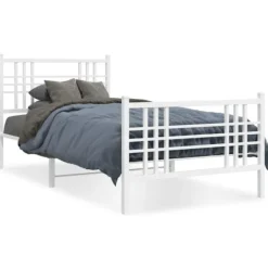 vidaXL Sängar>Sängram med huvudgavel och fotgavel vit metall 90x200 cm
