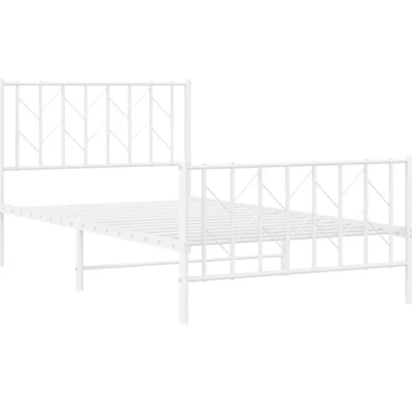 vidaXL Sängar>Sängram med huvudgavel och fotgavel vit metall 100x190 cm