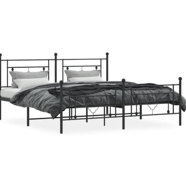 vidaXL Sängar>Sängram med huvudgavel och fotgavel svart metall 183x213 cm