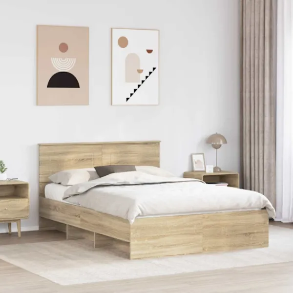 vidaXL Sängar>Sängram med huvudgavel Sonoma-ek 140 x 200 cm Konstruerat trä