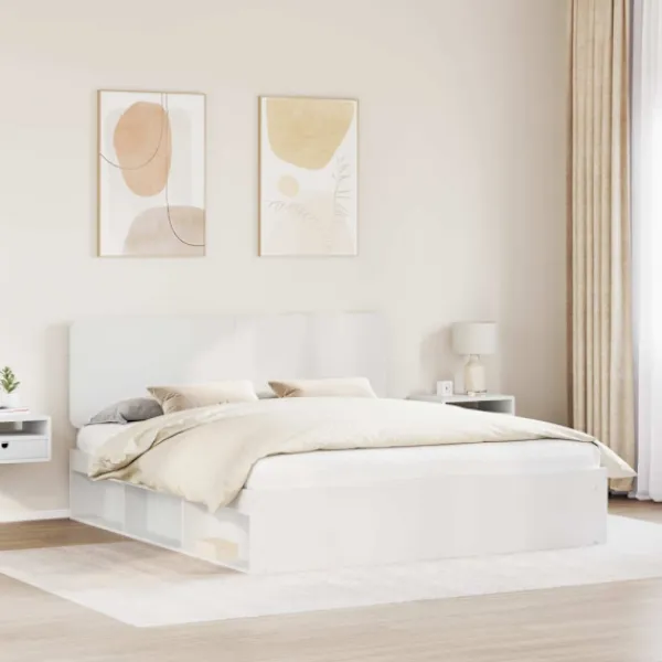 vidaXL Sängar>Sängram med huvudgavel Vit 180 x 200 cm Massiv furu