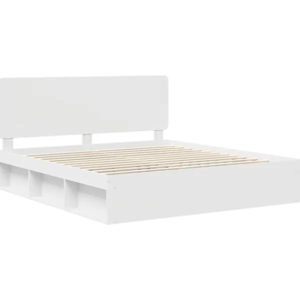 vidaXL Sängar>Sängram med huvudgavel Vit 180 x 200 cm Massiv furu