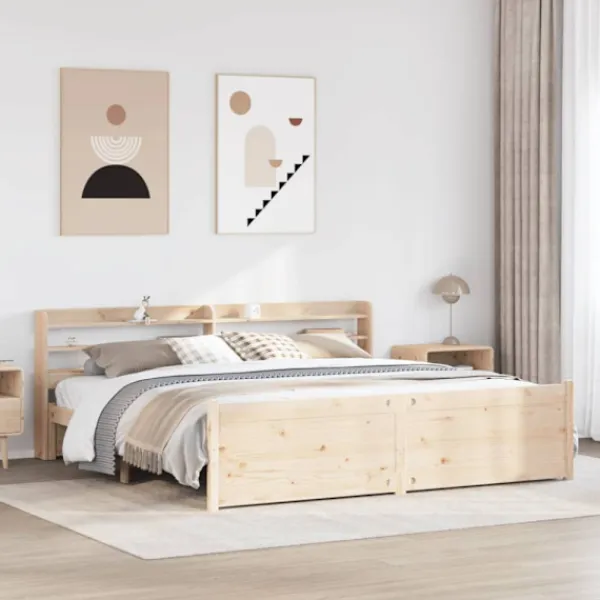 vidaXL Sängar>Sängram med huvudgavel 200x200 cm massiv furu