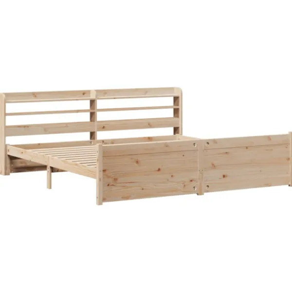 vidaXL Sängar>Sängram med huvudgavel 200x200 cm massiv furu