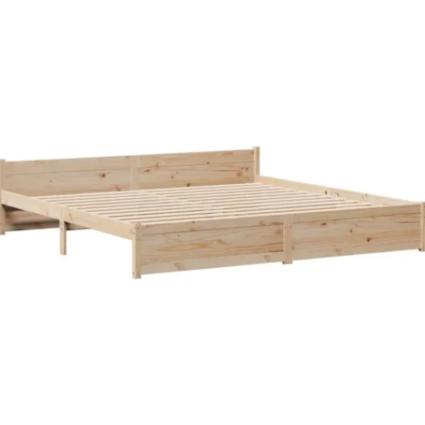 vidaXL Sängar>Sängram med huvudgavel 200x200 cm massiv furu