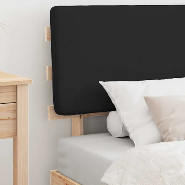 vidaXL Sängar>Sängram med Klädd Huvudgavel Svart 90 x 200 cm Massiv furu