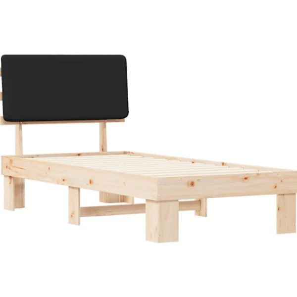 vidaXL Sängar>Sängram med Klädd Huvudgavel Svart 90 x 200 cm Massiv furu