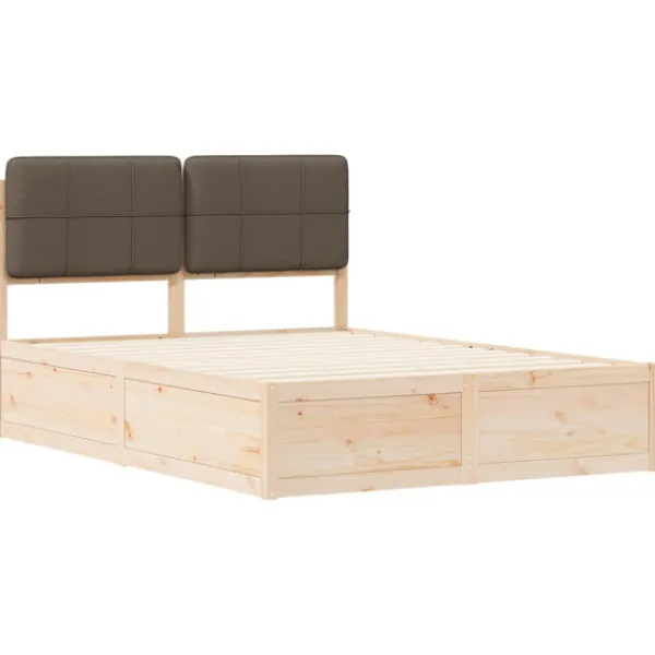 vidaXL Sängar>Sängram med Klädd Huvudgavel Taupe 140 x 200 cm Massiv furu