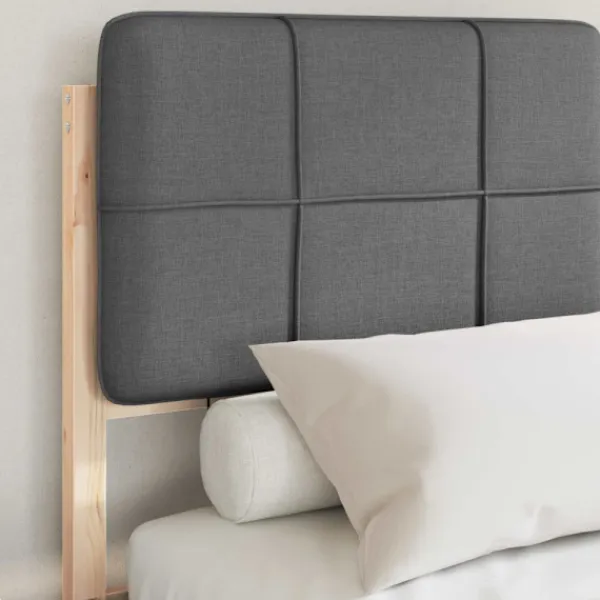 vidaXL Sängar>Sängram med Klädd Huvudgavel Mörkgrå 150 x 200 cm Massiv furu