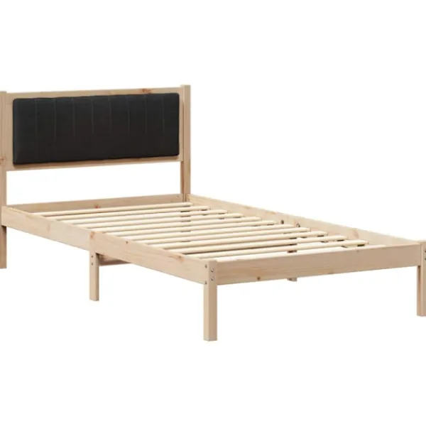 vidaXL Sängar>Sängram med Klädd Huvudgavel Svart 100 x 200 cm Massiv furu