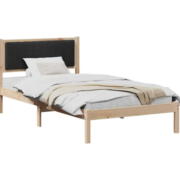 vidaXL Sängar>Sängram med Klädd Huvudgavel Svart 100 x 200 cm Massiv furu