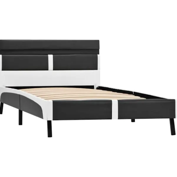 vidaXL Sängar>Sängram med LEDs utan madrass grå konstläder 90x200 cm