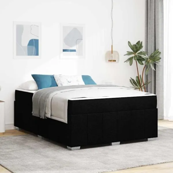 vidaXL Sängar>Sängram med madrass Svart 140 x 200 cm tyg