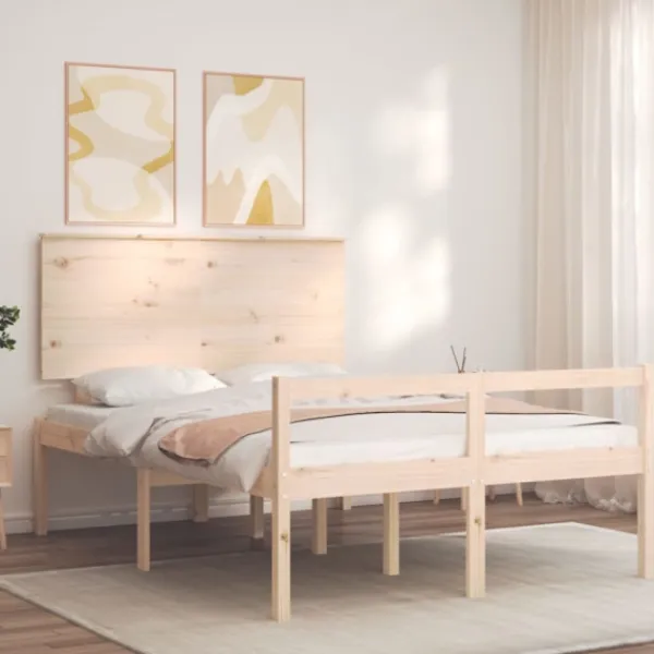 vidaXL Sängar>Sängram med sänggavel 140x190 cm massivt trä