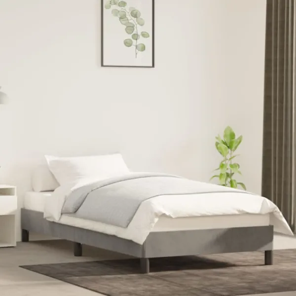 vidaXL Sängar>Sängram utan madrass ljusgrå 90x200 cm sammet