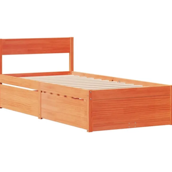 vidaXL Sängar>Sängram utan madrass vaxad brun 90x190 cm massiv furu