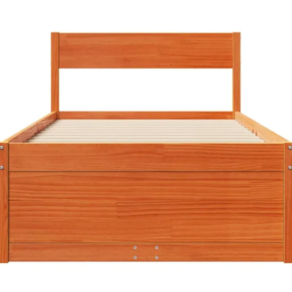 vidaXL Sängar>Sängram utan madrass vaxad brun 90x190 cm massiv furu