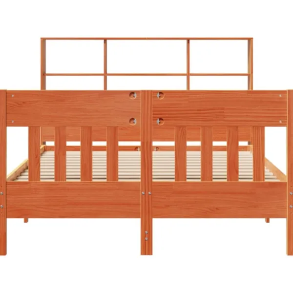 vidaXL Sängar>Sängram utan madrass vaxbrun 140x190 cm massiv furu