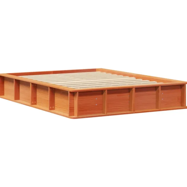 vidaXL Sängar>Sängram Vaxbrun 135 x 190 cm Massiv furu