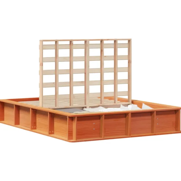 vidaXL Sängar>Sängram Vaxbrun 135 x 190 cm Massiv furu