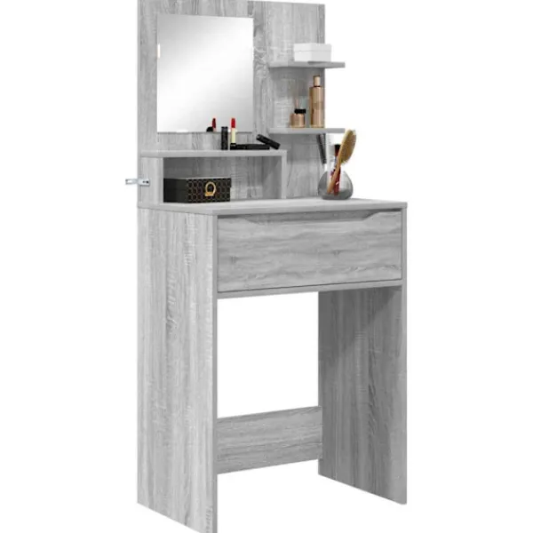 vidaXL Sminkbord>Sängrum Smyckesbord med låda Grå Sonoma 80 x 39,6 x 135 cm