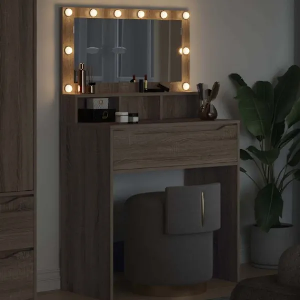 vidaXL Sminkbord>Sängrum Smyckesbord med låda Sonoma-ek 80 x 39,6 x 135 cm