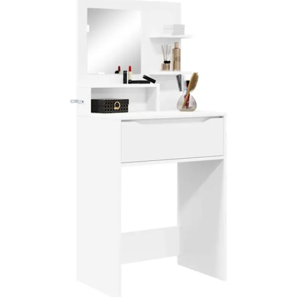 vidaXL Sminkbord>Sängrum Smyckesbord Vit 80 x 39,6 x 135 cm Konstruerat trä